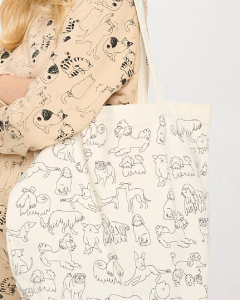 DIFFERENT BREED DOG PRINT TOTE BAGS