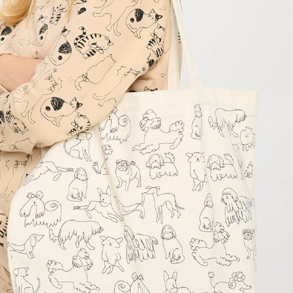 DIFFERENT BREED DOG PRINT TOTE BAGS