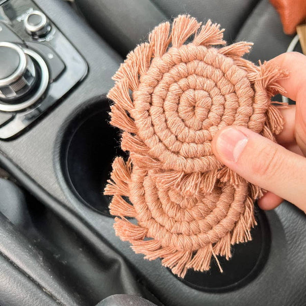 Car coaster macrame car coaster boho accessories