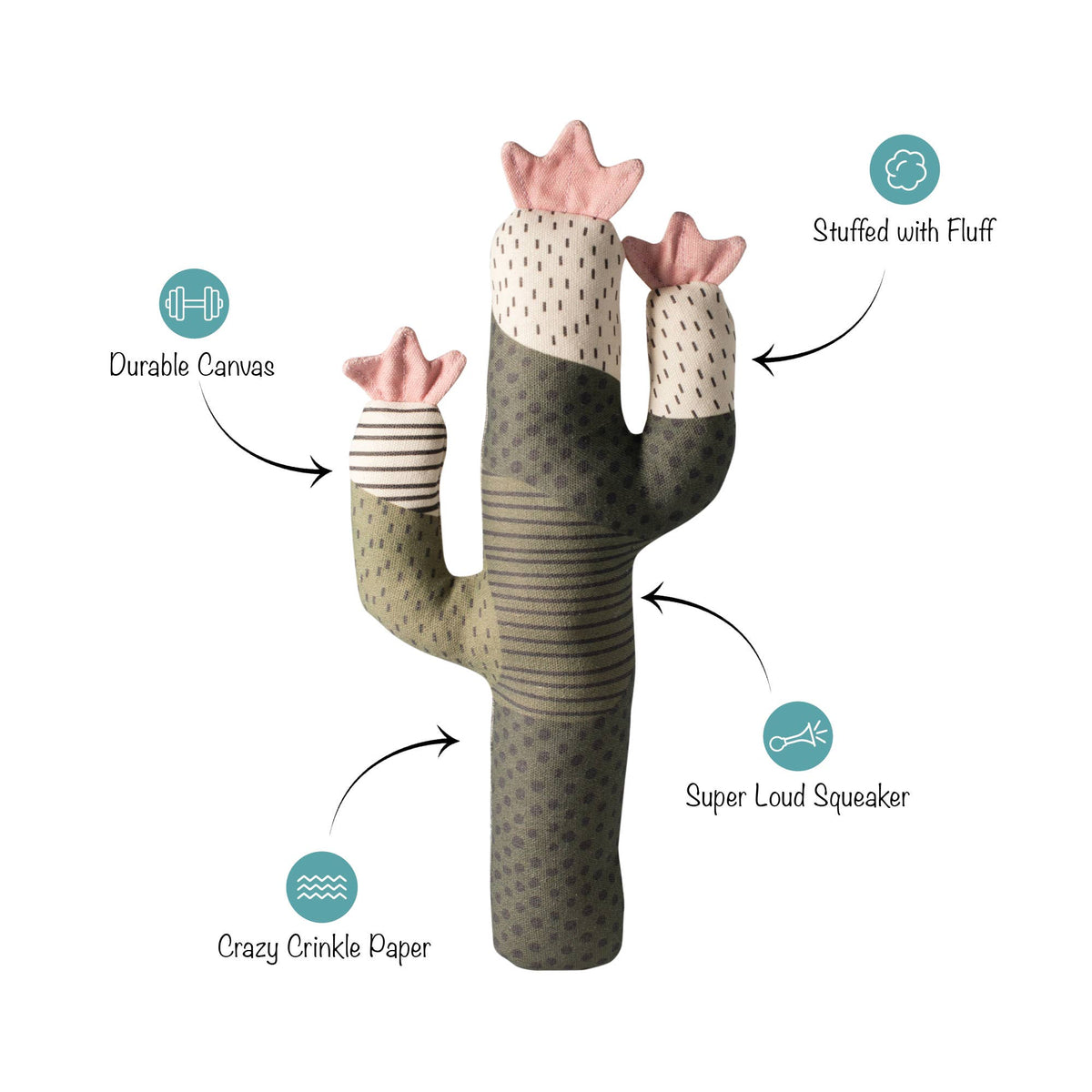 CANVAS SQUEAKER DOG TOY I CAN BE A BIT PRICKLY