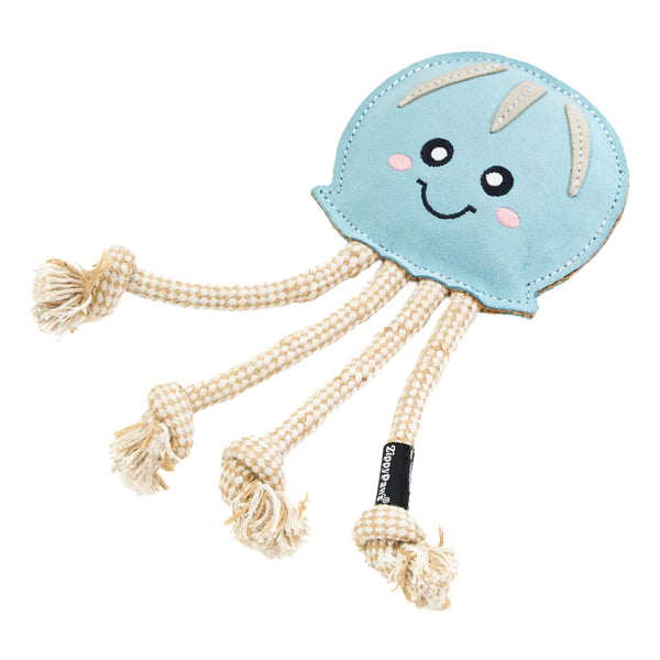 EcoZippy Suede and Rope Buddies - Jellyfish - Dog Toy – Surfside Paws