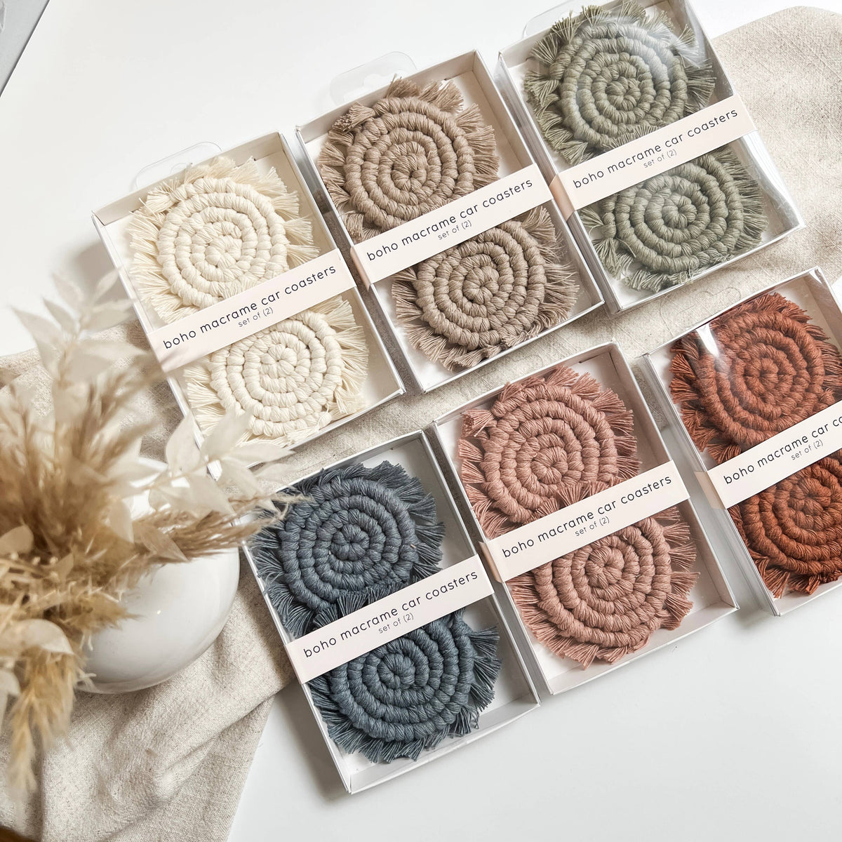 Car coaster macrame car coaster boho accessories