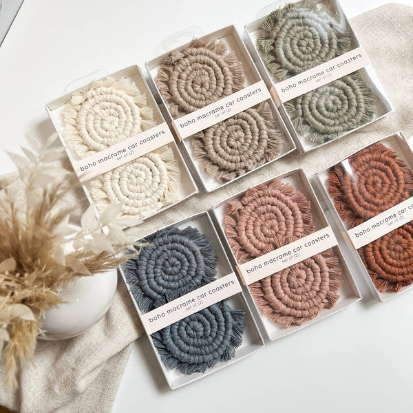 Car coaster macrame car coaster boho accessories