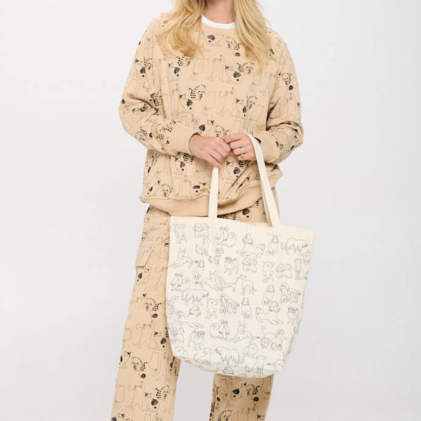 DIFFERENT BREED DOG PRINT TOTE BAGS