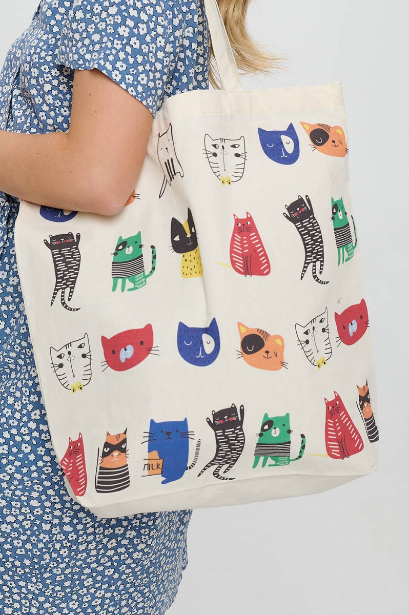 CARTOON CATS PRINT TOTE BAGS