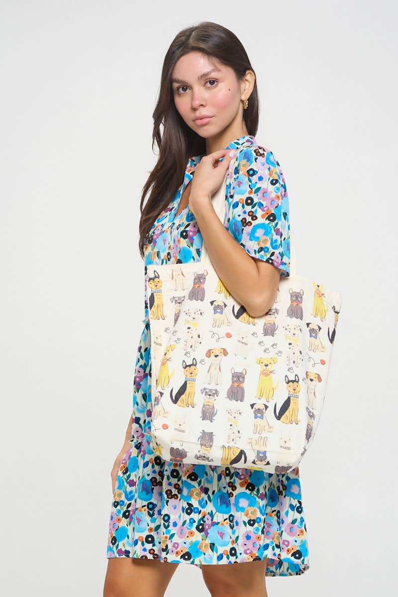 COLORFUL MULTI DOG TOTE BAGS