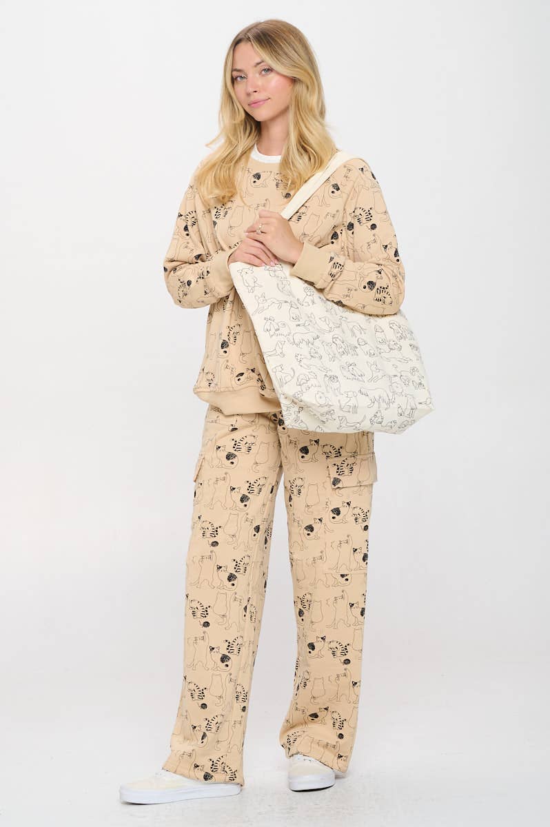 DIFFERENT BREED DOG PRINT TOTE BAGS