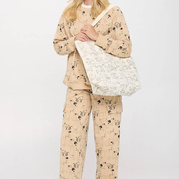 DIFFERENT BREED DOG PRINT TOTE BAGS