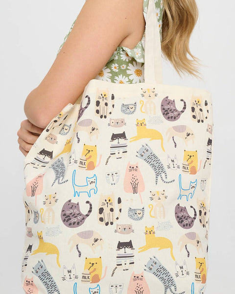 COLORFUL CAT PRINT TOTE BAGS